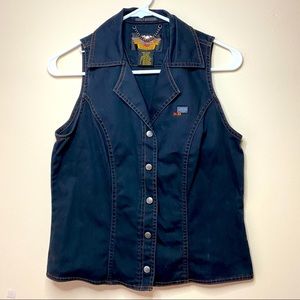 Harley Davidson Dark Navy Biker Vest, Size Small